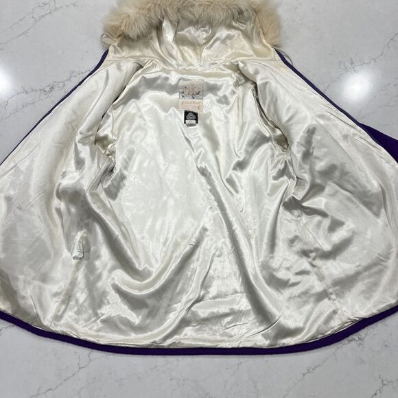 Kelsey Trail Womens Sz 20 Purple Vtg Canadian Embroidered Virgin Wool Coat lined - Picture 3 of 16